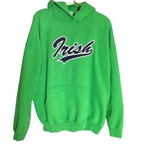 Gildan Heavy Blend Vintage IRISH Notre Dame Green Hoodie Sweatshirt Mens XL‎